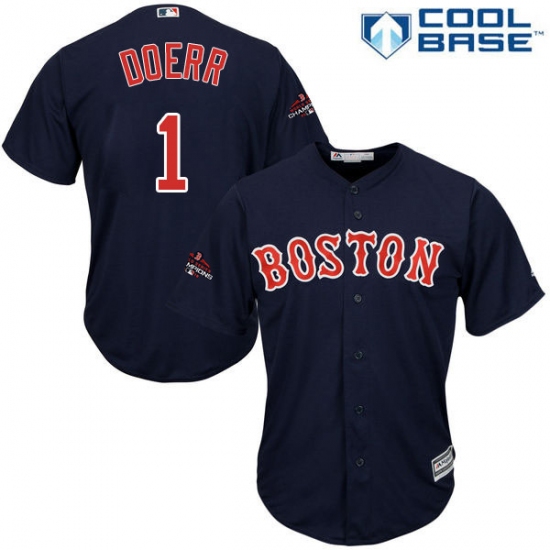 Youth Majestic Boston Red Sox #1 Bobby Doerr Authentic Navy Blue Alternate Road Cool Base 2018 World Series Champions MLB Jersey - Ujersey