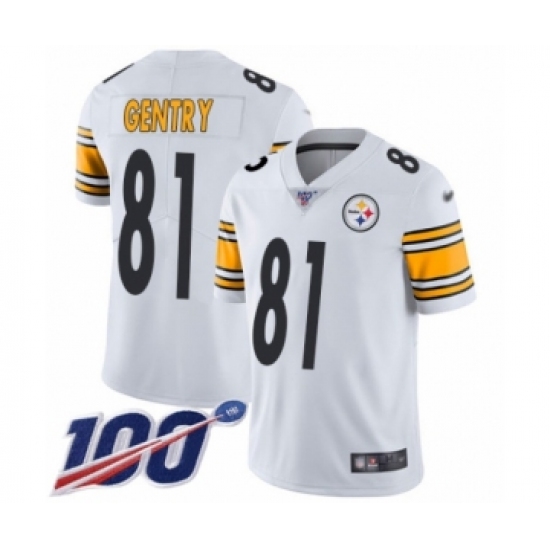 Youth Pittsburgh Steelers #81 Zach Gentry White Vapor Untouchable Limited Player 100th Season Football Jersey - Ujersey