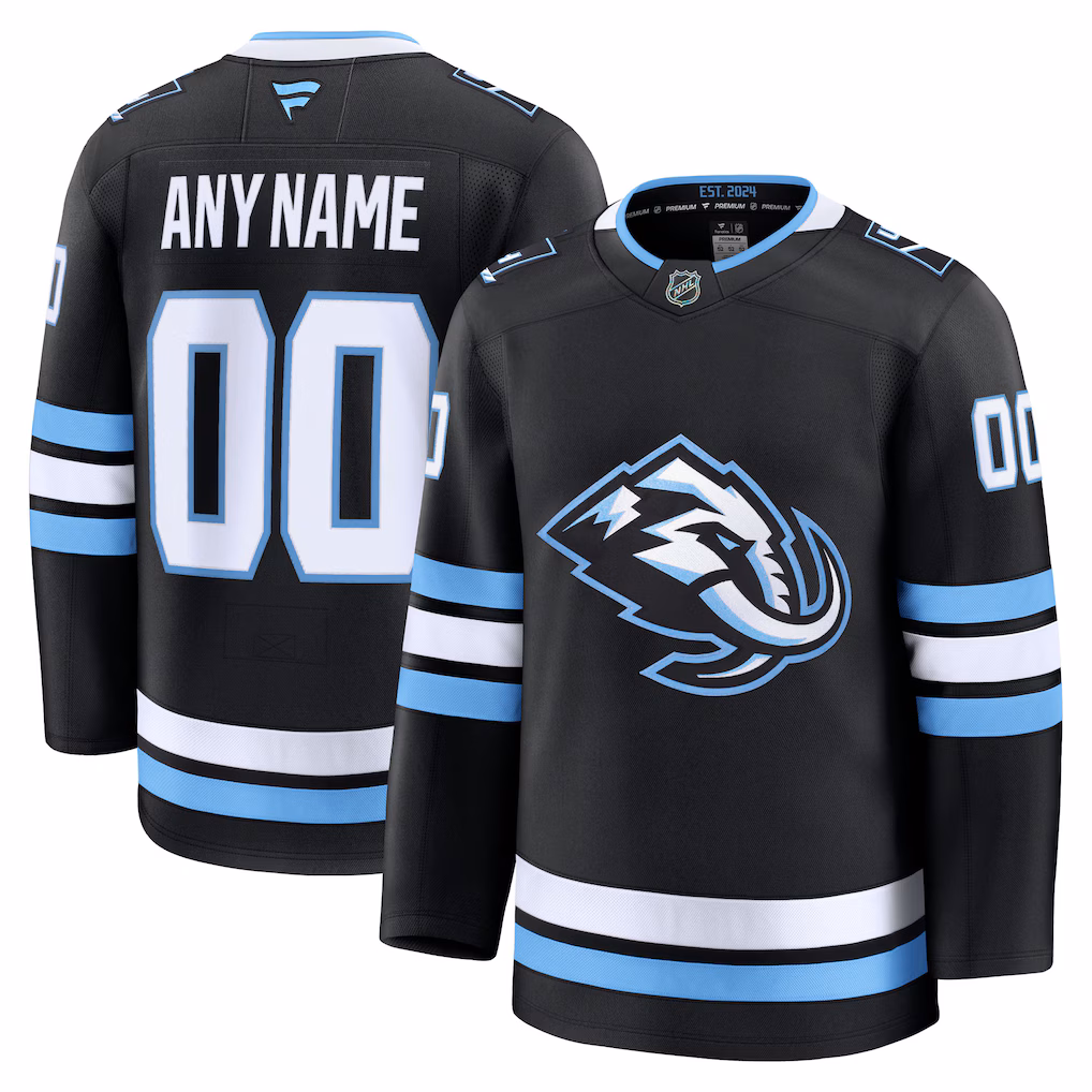 Men's Utah Mammoth Fanatics Black Home Premium Custom Jersey