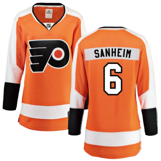 Women's Philadelphia Flyers #6 Travis Sanheim Fanatics Branded Orange Home Breakaway NHL Jersey - Ujersey