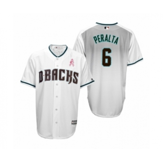 Men's David Peralta Arizona Diamondbacks #6 White Teal 2019 Mothers Day Cool Base Jersey - Ujersey