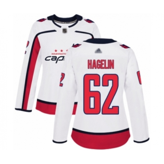 Women's Washington Capitals #62 Carl Hagelin Authentic White Away Hockey Jersey - Ujersey
