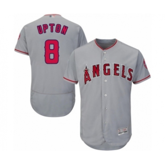 Men's Los Angeles Angels of Anaheim #8 Justin Upton Grey Road Flex Base Authentic Collection Baseball Jersey - Ujersey