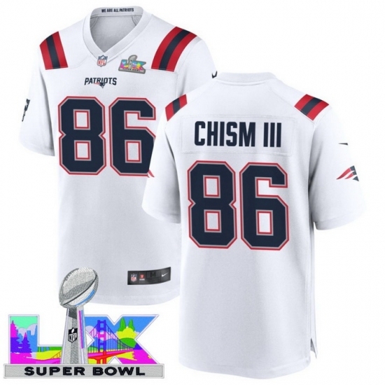Men's New England Patriots #86 Efton Chism III White 2025 2026 Super Bowl LX F U S E Stitched Jersey - Ujersey