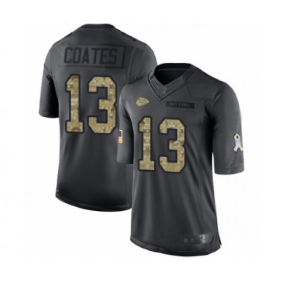 Men's Kansas City Chiefs #13 Sammie Coates Limited Black 2016 Salute to Service Football Jersey - Ujersey