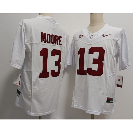 Men's Alabama Crimson Tide #13 Malachi Moore White FUSE College Stitched Jersey - Ujersey
