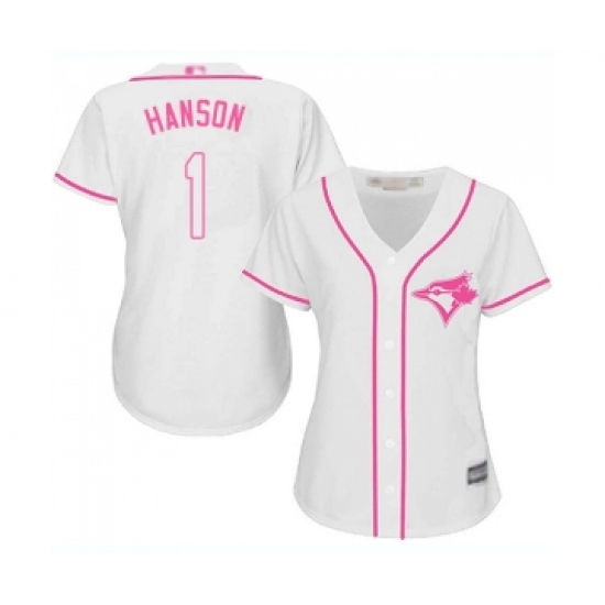 Women's Toronto Blue Jays #1 Alen Hanson Replica White Fashion Cool Base Baseball Jersey - Ujersey