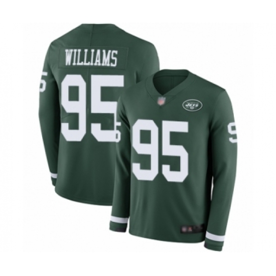 Men's New York Jets #95 Quinnen Williams Limited Green Therma Long Sleeve Football Jersey - Ujersey