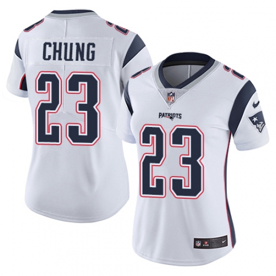 Women's Nike New England Patriots #23 Patrick Chung White Vapor Untouchable Limited Player NFL Jersey - Ujersey