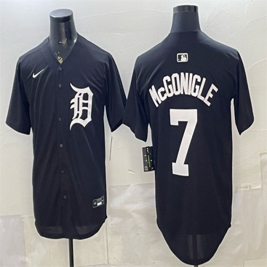 Men's Detroit Tigers #7 Kevin McGonigle Black Limited Stitched Baseball Jersey - Ujersey