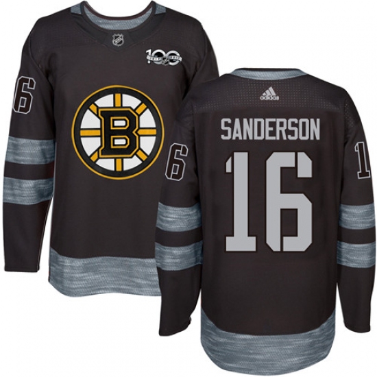 Men's Adidas Boston Bruins #16 Derek Sanderson Authentic Black 1917-2017 100th Anniversary NHL Jersey - Ujersey