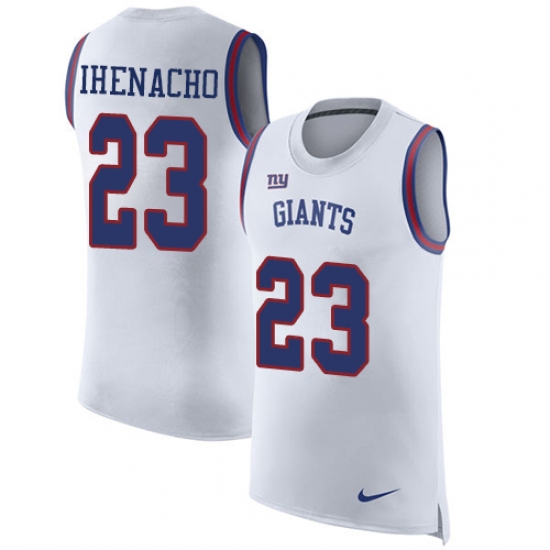 Men's Nike New York Giants #23 Duke Ihenacho Limited White Rush Player Name & Number Tank Top NFL Jersey - Ujersey