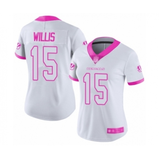 Women's Cincinnati Bengals #15 Damion Willis Limited White Pink Rush Fashion Football Jersey - Ujersey