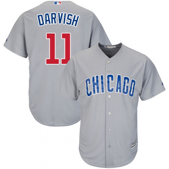 Men's Majestic Chicago Cubs #11 Yu Darvish Replica Grey Road Cool Base MLB Jersey - Ujersey