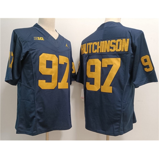 Men's Michigan Wolverines #97 Aidan Hutchinson 2023 F.U.S.E. Navy Stitched Jersey - Ujersey