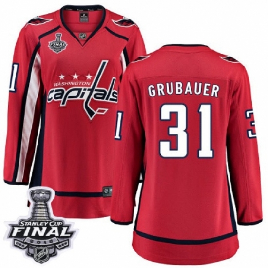 Women's Washington Capitals #31 Philipp Grubauer Fanatics Branded Red Home Breakaway 2018 Stanley Cup Final NHL Jersey - Ujersey