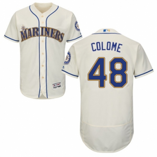 Men's Majestic Seattle Mariners #48 Alex Colome Cream Alternate Flex Base Authentic Collection MLB Jersey - Ujersey