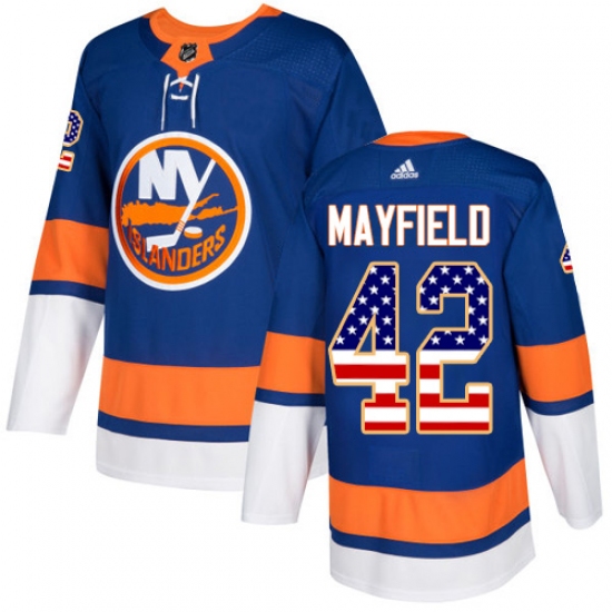 Youth Adidas New York Islanders #42 Scott Mayfield Authentic Royal Blue USA Flag Fashion NHL Jersey - Ujersey