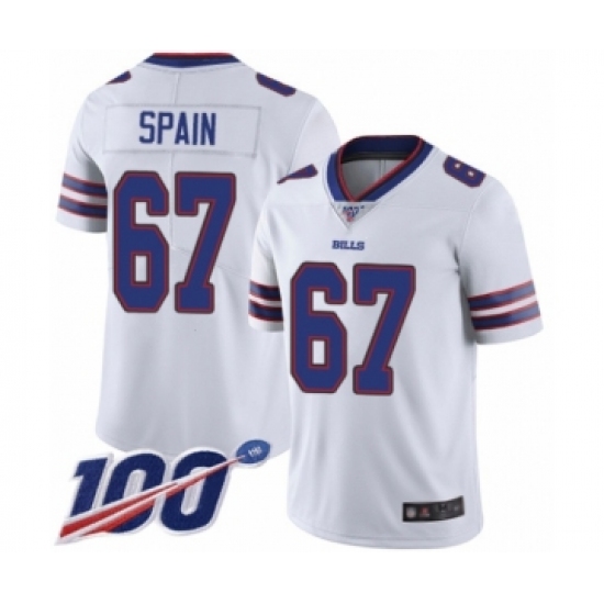 Men's Buffalo Bills #67 Quinton Spain White Vapor Untouchable Limited Player 100th Season Football Jersey - Ujersey