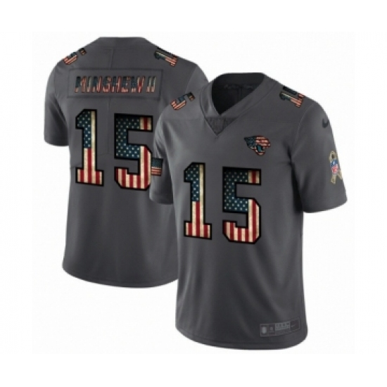 Men's Jacksonville Jaguars #15 Gardner Minshew II Limited Black USA Flag 2019 Salute To Service Football Jersey - Ujersey