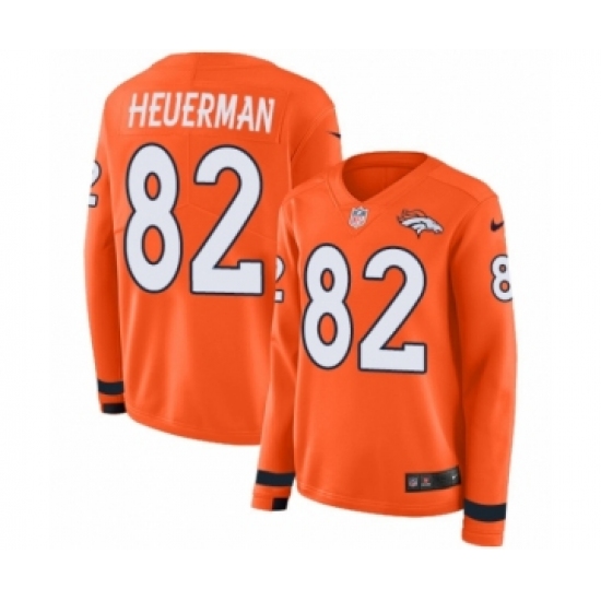 Women's Nike Denver Broncos #82 Jeff Heuerman Limited Orange Therma Long Sleeve NFL Jersey - Ujersey