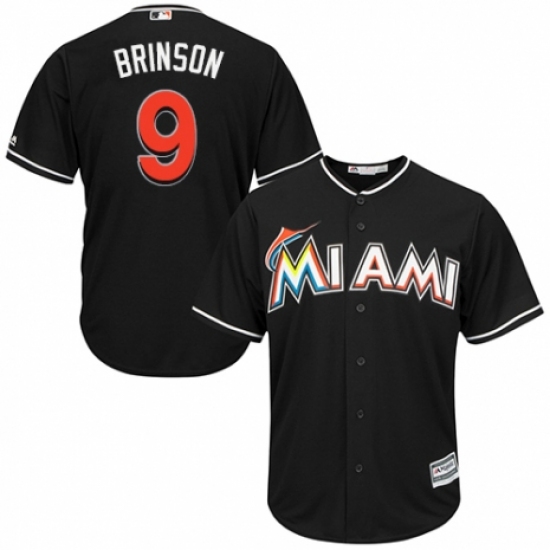 Youth Majestic Miami Marlins #9 Lewis Brinson Authentic Black Alternate 2 Cool Base MLB Jersey - Ujersey