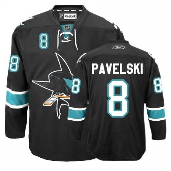 Men's Reebok San Jose Sharks #8 Joe Pavelski Premier Black Third NHL Jersey - Ujersey