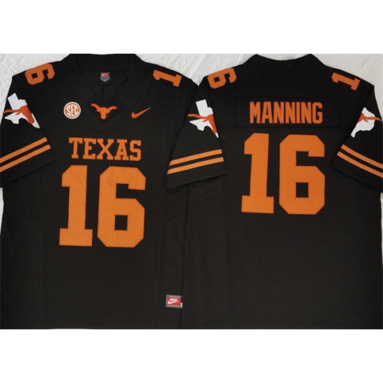 Men's Texas Longhorns #16 Peyton Manning Black F.U.S.E Stitched Jersey - Ujersey