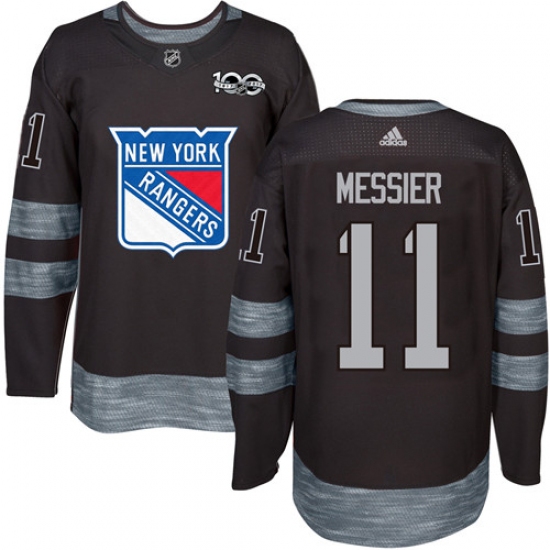 Men's Adidas New York Rangers #11 Mark Messier Authentic Black 1917-2017 100th Anniversary NHL Jersey - Ujersey