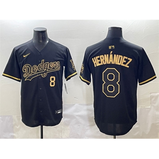 Men's Los Angeles Dodgers #8 Enrique Hernández Black Gold Limited Stitched Jersey