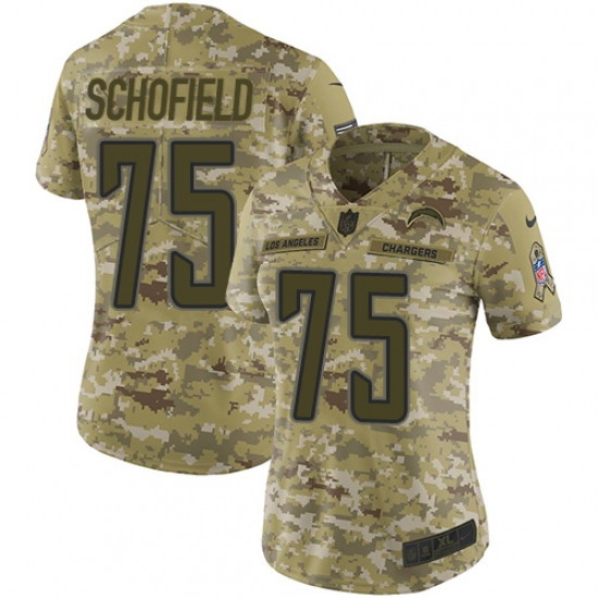 Women's Nike Los Angeles Chargers #75 Michael Schofield Limited Camo 2018 Salute to Service NFL Jersey - Ujersey