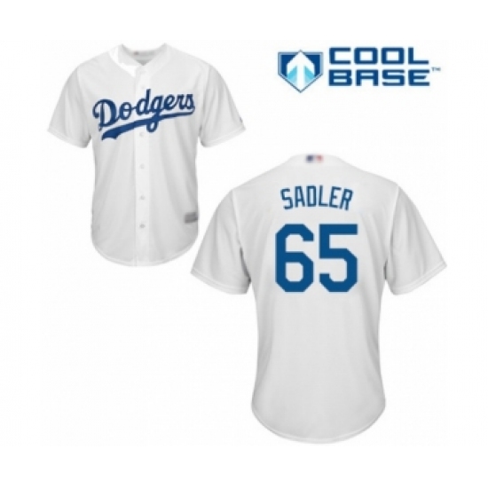 Youth Los Angeles Dodgers #65 Casey Sadler Authentic White Home Cool Base Baseball Player Jersey - Ujersey