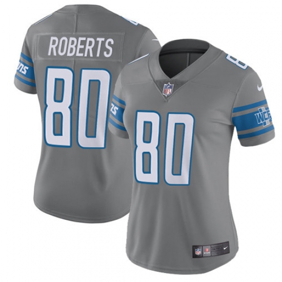 Women's Nike Detroit Lions #80 Michael Roberts Limited Steel Rush Vapor Untouchable NFL Jersey - Ujersey