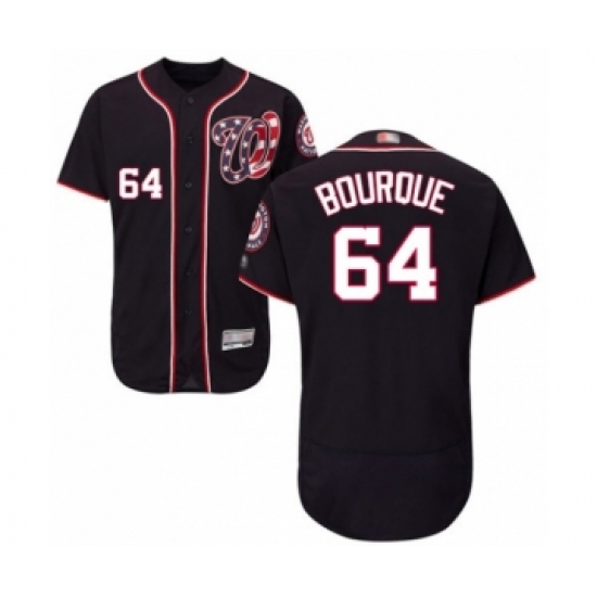 Men's Washington Nationals #64 James Bourque Navy Blue Alternate Flex Base Authentic Collection Baseball Player Jersey - Ujersey