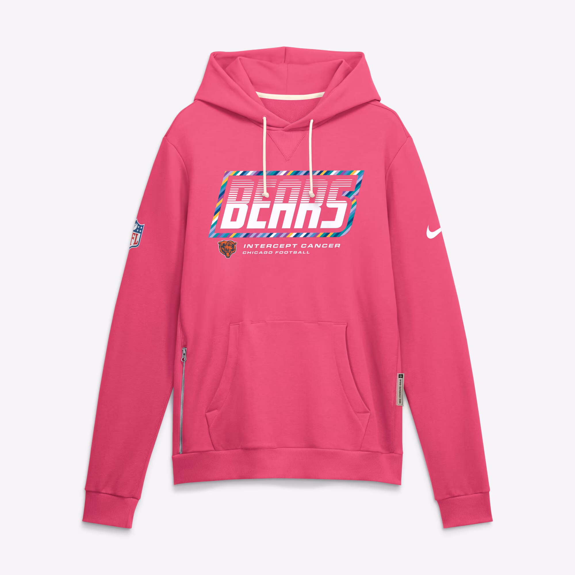 Men's Chicago Bears Nike Pink 2026 NFL Crucial Catch Sideline Standard Issue Dri-FIT Pullover Hoodie - U-jersey