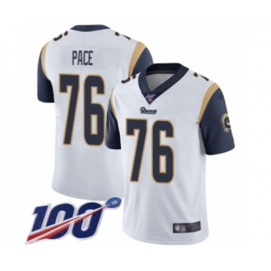 Men's Los Angeles Rams #76 Orlando Pace White Vapor Untouchable Limited Player 100th Season Football Jersey - Ujersey