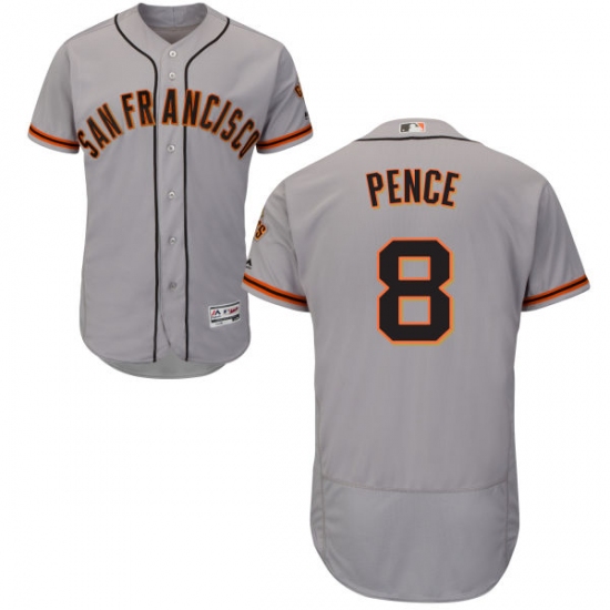 Men's Majestic San Francisco Giants #8 Hunter Pence Grey Road Flex Base Authentic Collection MLB Jersey - Ujersey