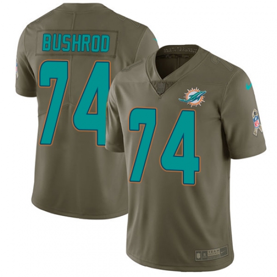Men's Nike Miami Dolphins #74 Jermon Bushrod Limited Olive 2017 Salute to Service NFL Jersey - Ujersey