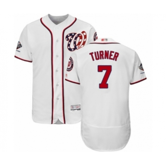 Men's Washington Nationals #7 Trea Turner White Home Flex Base Authentic Collection 2019 World Series Champions Baseball Jersey - Ujersey