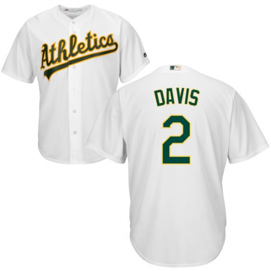 Men's Majestic Oakland Athletics #2 Khris Davis Replica White Home Cool Base MLB Jersey - Ujersey