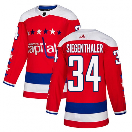 Men's Adidas Washington Capitals #34 Jonas Siegenthaler Authentic Red Alternate NHL Jersey - Ujersey