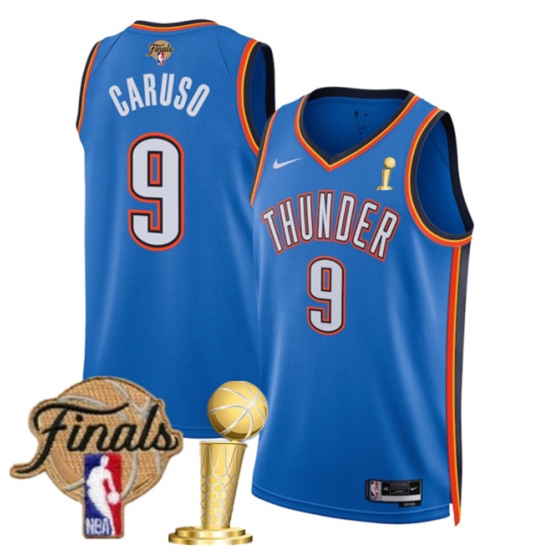Men's Oklahoma City Thunder #9 Alex Caruso Blue 2025 Finals And Finals Champions Icon Edition Stitched Basketball Jersey - Ujersey