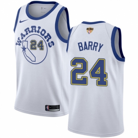 Women's Nike Golden State Warriors #24 Rick Barry Swingman White Hardwood Classics 2018 NBA Finals Bound NBA Jersey - Ujersey