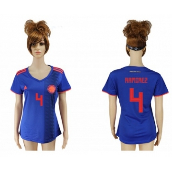 Women's Colombia #4 Ramirez Away Soccer Country Jersey