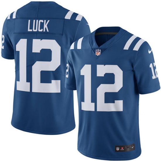 Men's Nike Indianapolis Colts #12 Andrew Luck Limited Royal Blue Rush Vapor Untouchable NFL Jersey - Ujersey