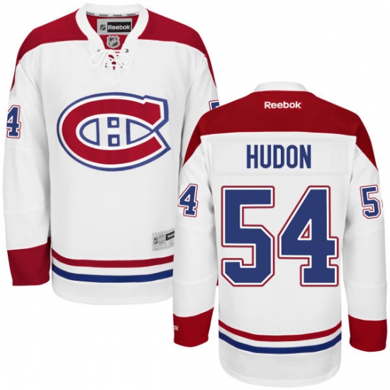 Women's Reebok Montreal Canadiens #54 Charles Hudon Authentic White Away NHL Jersey - Ujersey