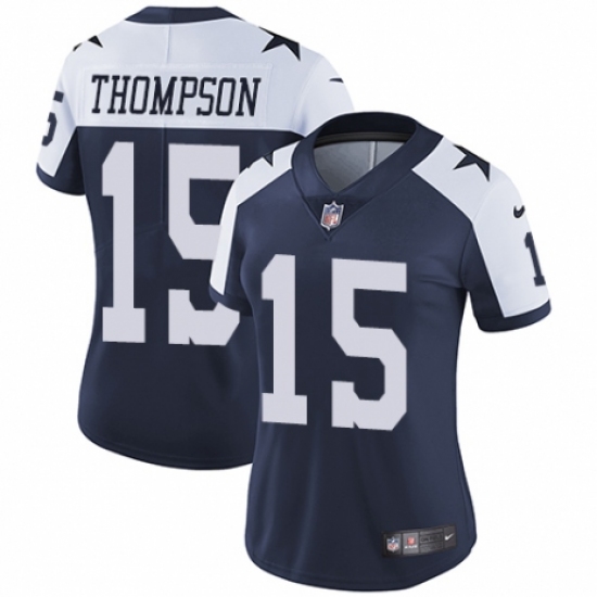 Women's Nike Dallas Cowboys #15 Deonte Thompson Navy Blue Throwback Alternate Vapor Untouchable Limited Player NFL Jersey - Ujersey