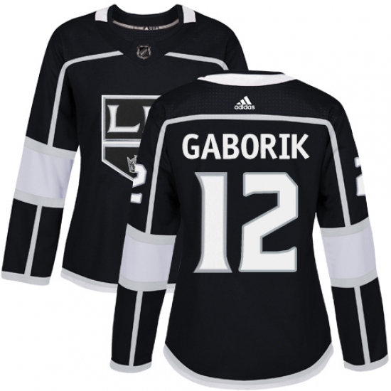 Women's Adidas Los Angeles Kings #12 Marian Gaborik Authentic Black Home NHL Jersey - Ujersey