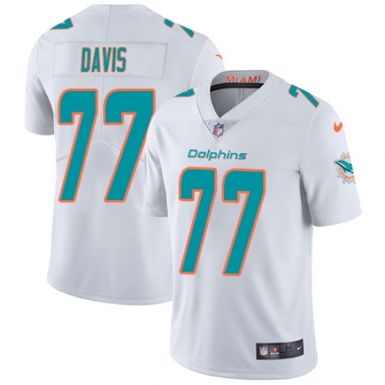 Men's Nike Miami Dolphins #77 Jesse Davis White Vapor Untouchable Limited Player NFL Jersey - Ujersey