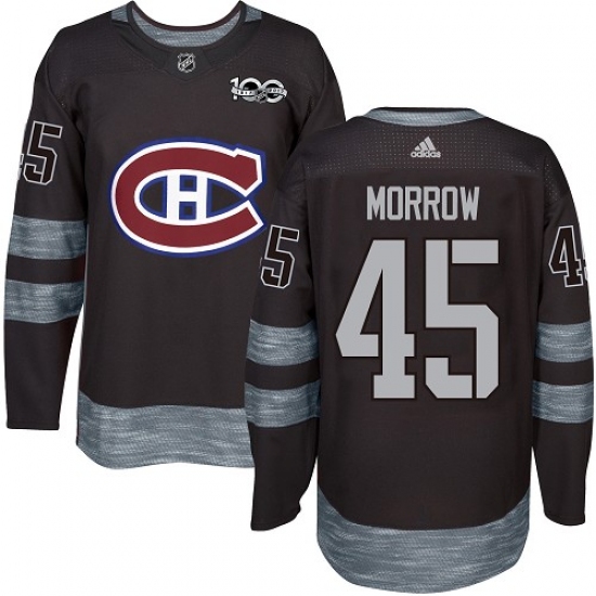 Men's Adidas Montreal Canadiens #45 Joe Morrow Authentic Black 1917-2017 100th Anniversary NHL Jersey - Ujersey